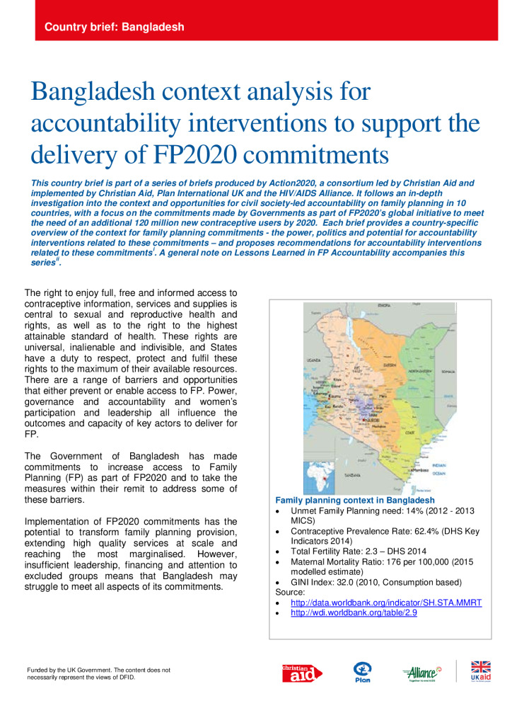 Action2020 family planning Bangladesh context analysis