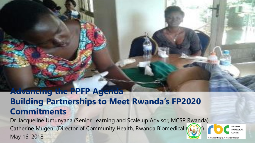 FP2020 ET MCSP. Faire avancer l'agenda du PPFP : Créer des partenariats pour respecter les engagements du Rwanda dans le cadre de FP2020