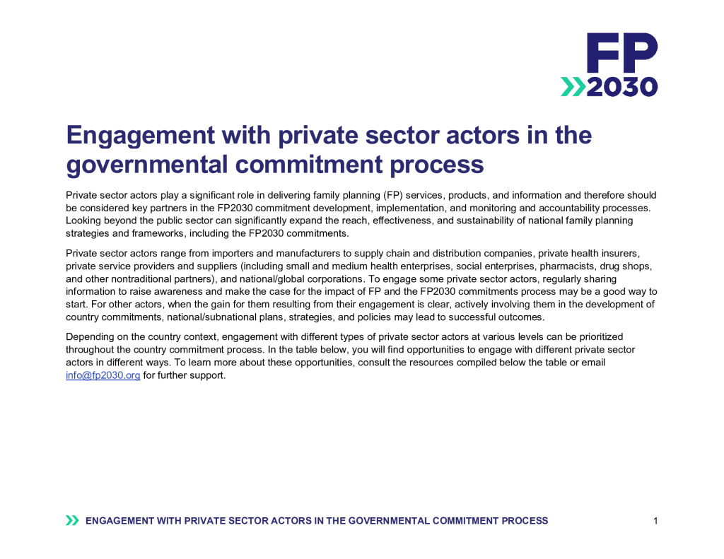 Private sector brief