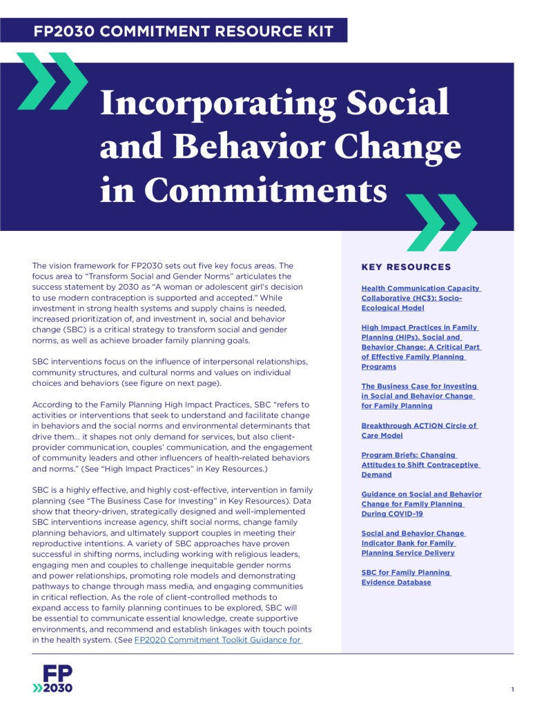 Incorporating Social and Behavior Change in Commitments