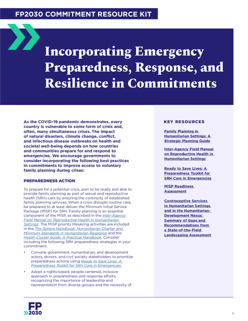 Incorporating Emergency Preparedness, Response, and Resilience in Commitments