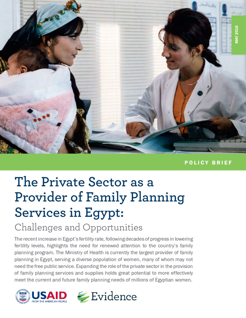 El sector privado como proveedor de servicios de planificación familiar en Egipto: Retos y oportunidades