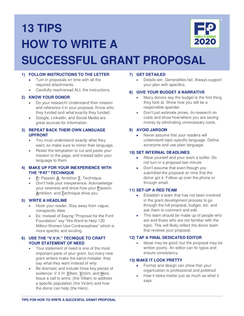 13 Tips on How to Write a Successful Grant Proposal