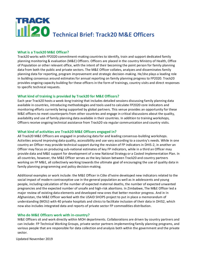 Informe técnico: Track20 Responsables de seguimiento y evaluación
