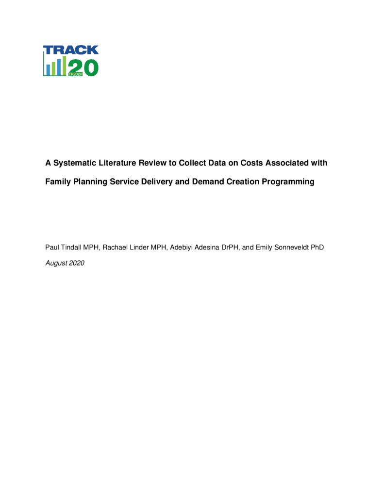 Track20 Unit Cost Database Costing Literature Review